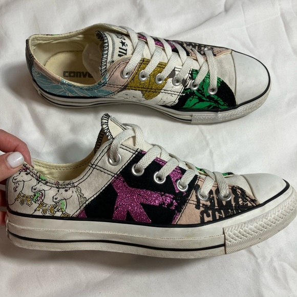 Converse ALL star unicorn colorful metallic low top sneakers. Sz M6 W8 like new - Picture 14 of 15